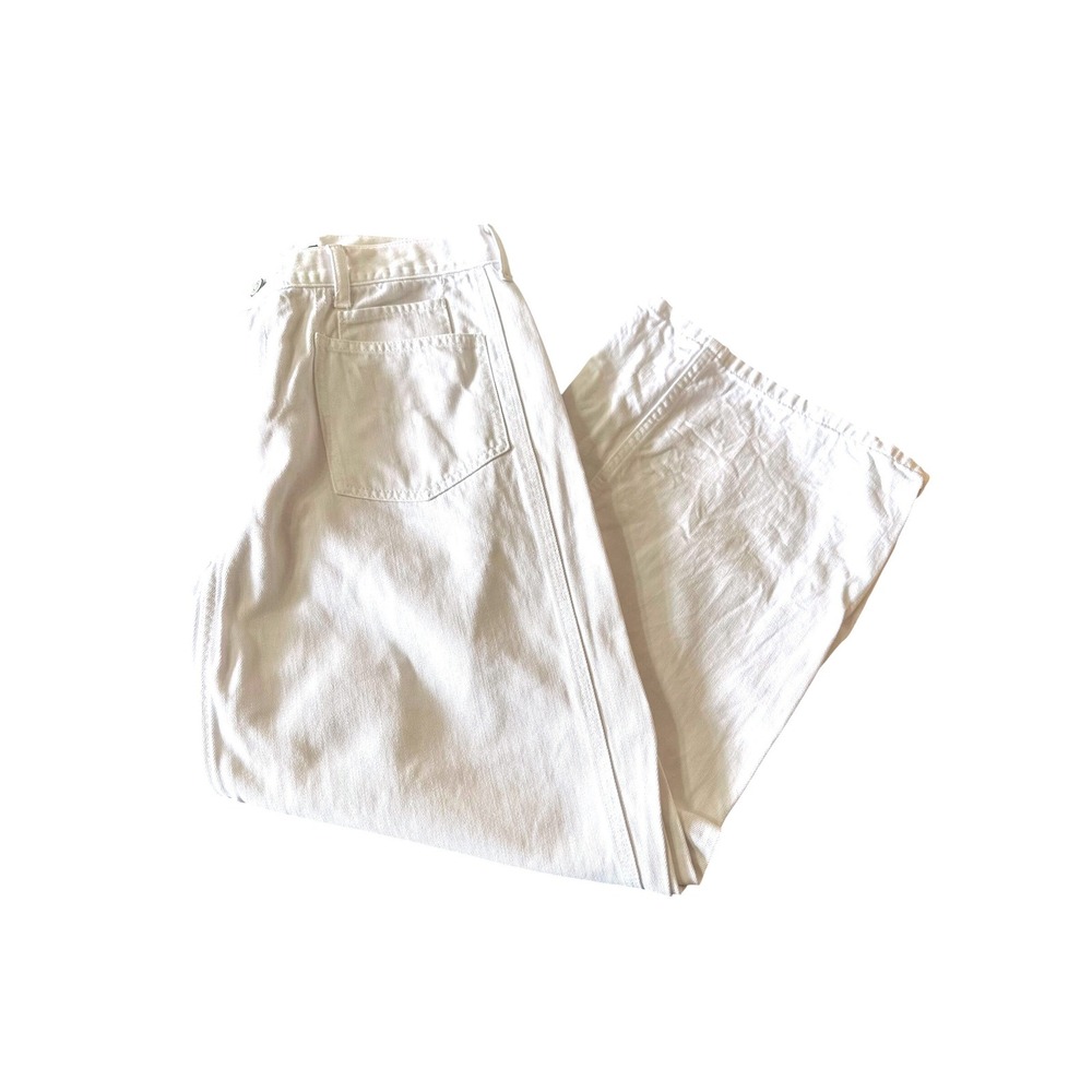 Lauren Ralph Lauren VTGE SZ 8 White Wide Leg Denim Jeans High Rise Patch Pocket - Picture 5 of 14
